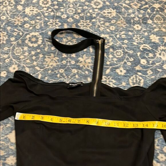 Bebe Elegant Black Choker One-Shoulder Dress Party Event Wedding Guest - Picture 6 of 11